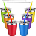 Kids Cups with Straws and Lids Leak Proof, 6 Pack 12oz Sippy Cup by Vermida