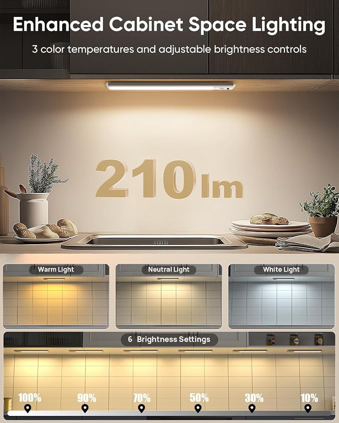 Under Cabinet Lighting Wireless, 2200mAh Rechargeable Motion Sensor Light Indoor - Image 5
