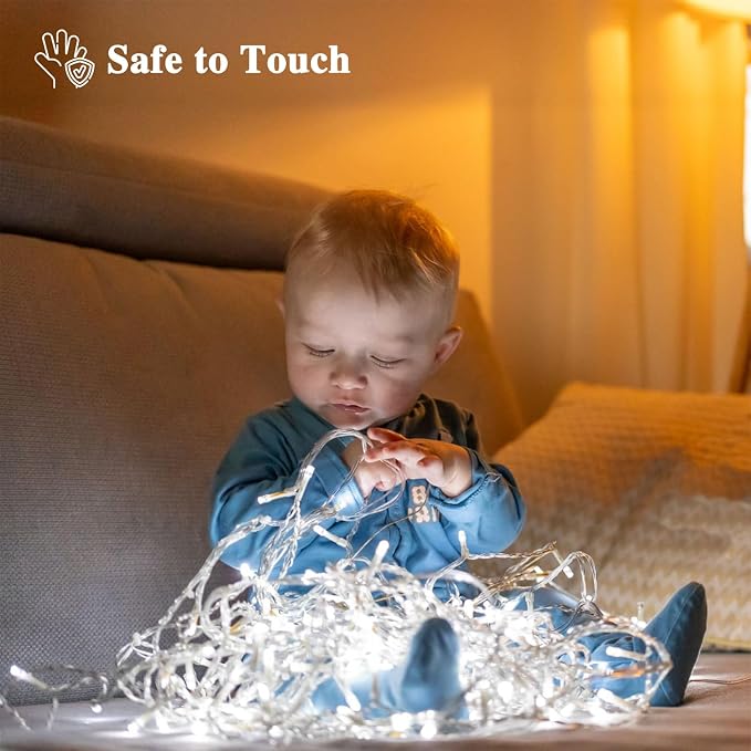 240LED 88Ft Connectable String Lights Indoor Outdoor Clear Wire | Cool White - Image 7