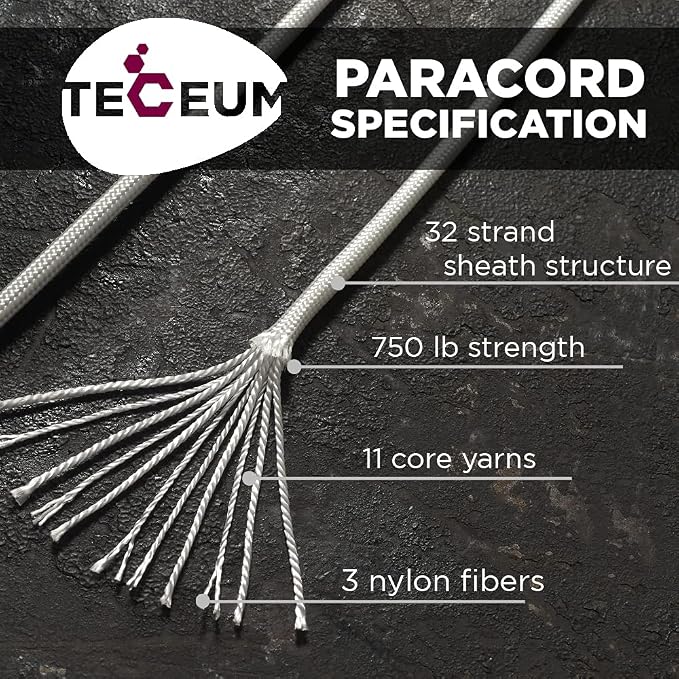 TECEUM Reflective Paracord Rope 1000 – 1000ft/200ft/100ft/50ft – 40+ Colors – - Image 2