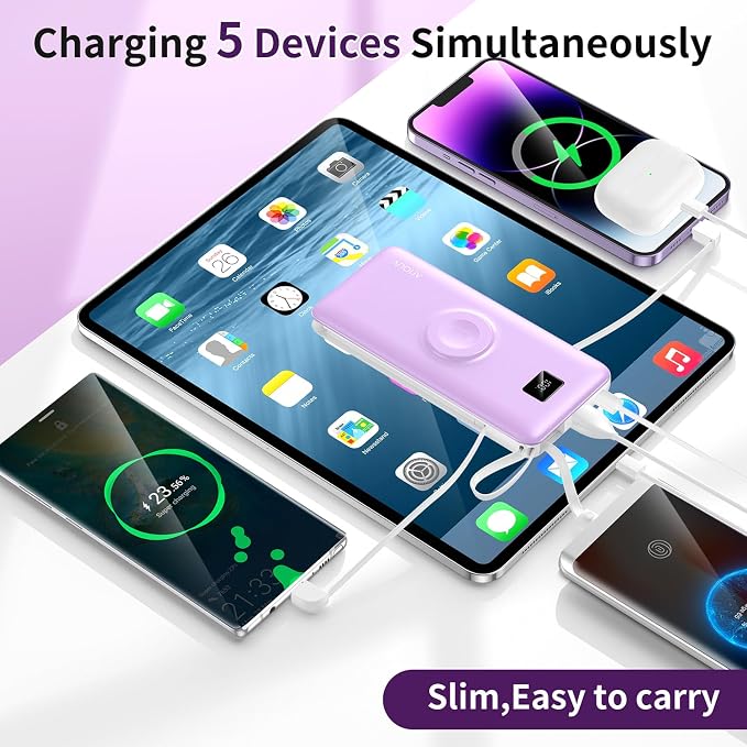 Portable Charger Built-in Cables, AC Wall Plug and Magnetic Wireless iWatch - Image 5