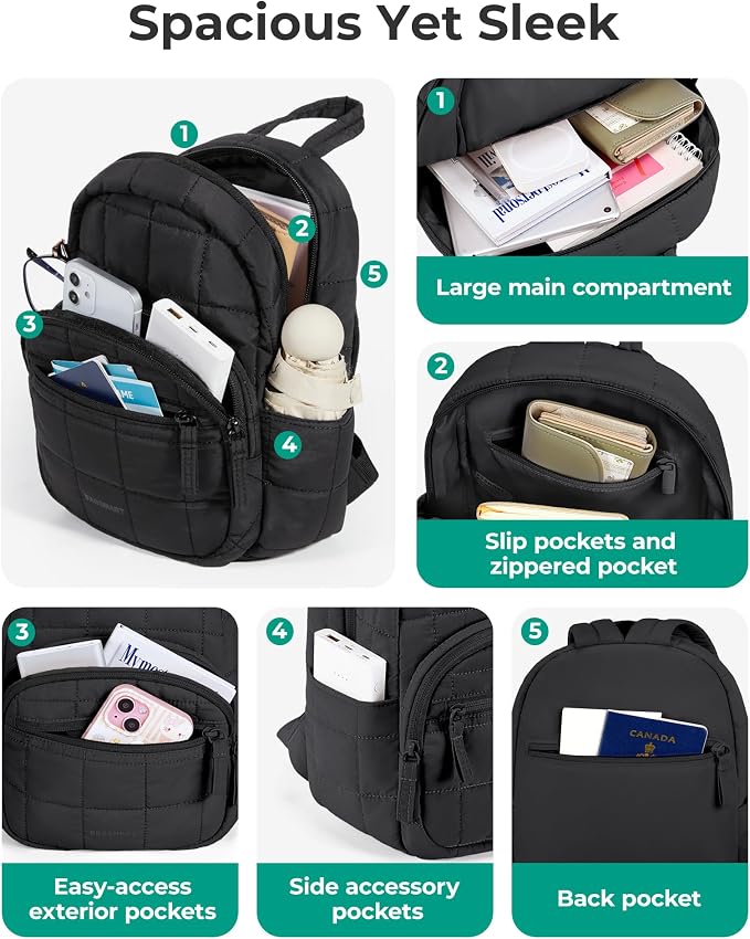 BAGSMART College Laptop Backpack, Mini Backpack - Image 4