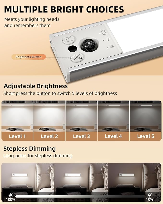 EZVALO 12inch Under Cabinet Lighting, LED Motion Sensor Light Indoor, 3100mAh - Image 6