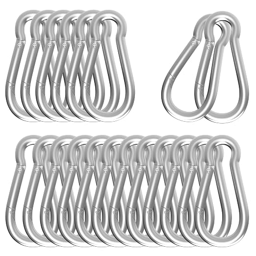 Carabiner, Heavy Duty Galvanized Steel Spring Snap Hook Carabiner Clips by High-PQ