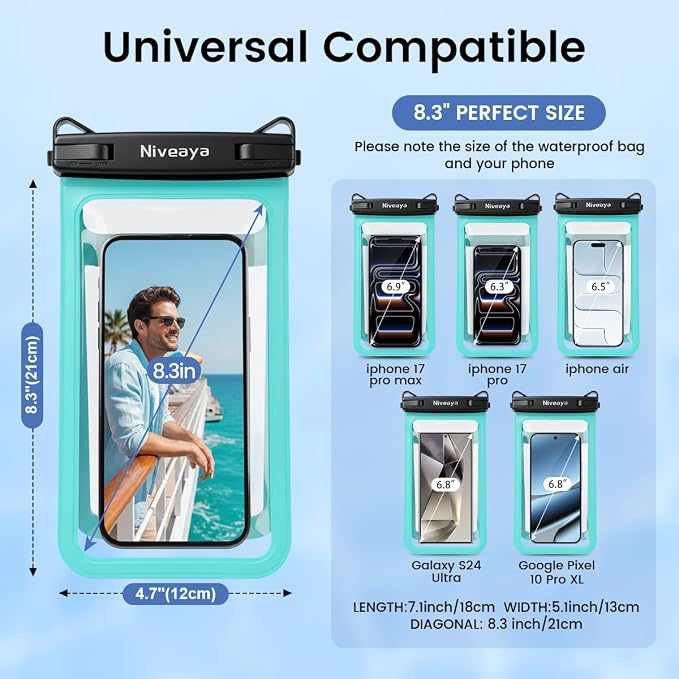 Niveaya Double Space Waterproof Phone Pouch, IPX8 Phone Case - Image 3