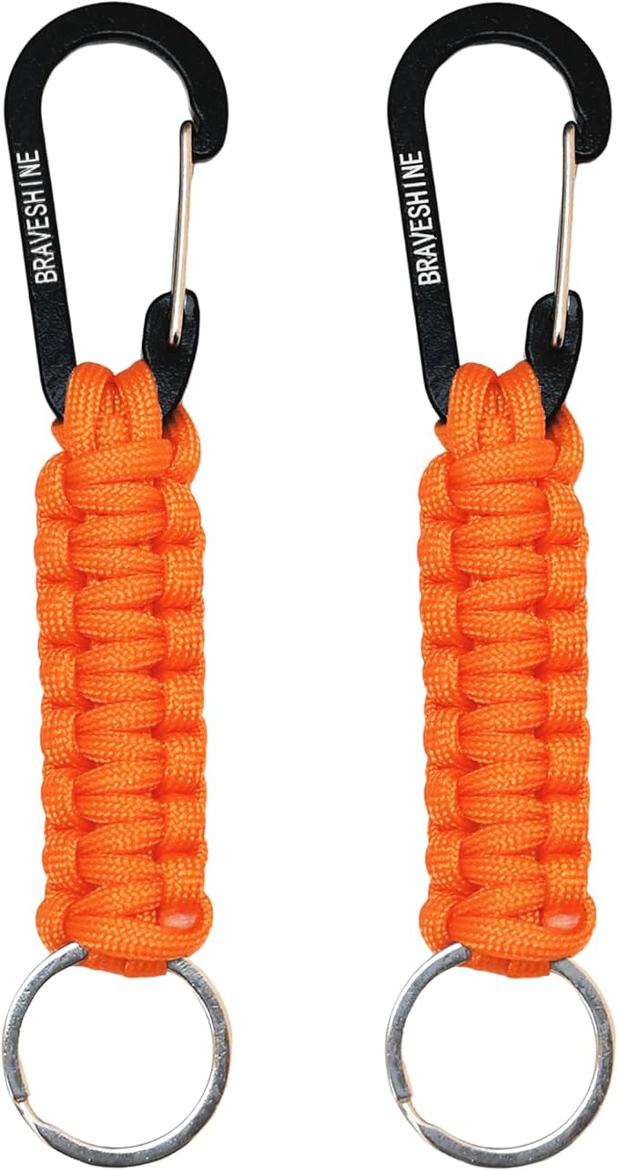 BRAVESHINE Paracord Keychain Carabiner Clip, D Ring Lanyard Hanger Stroller Hook by BRAVESHINE