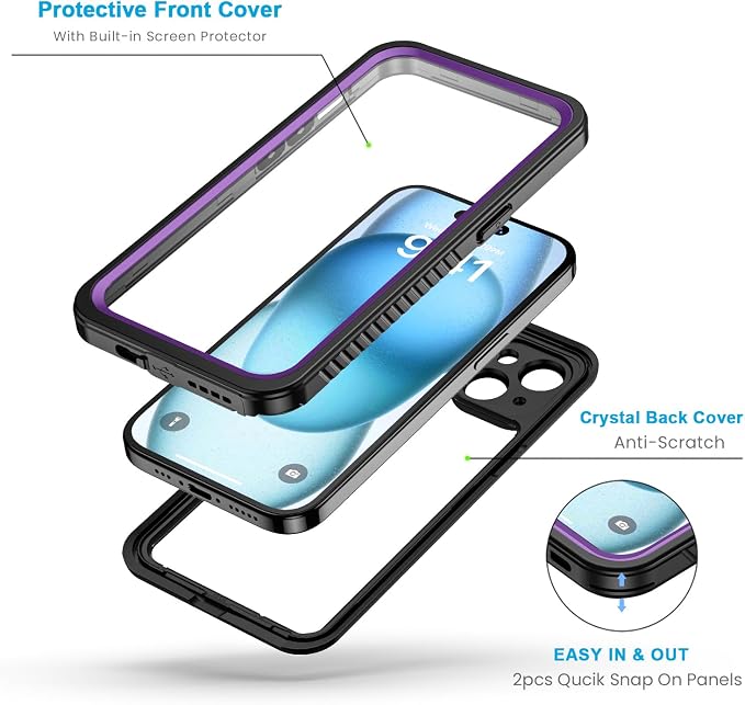 Lanhiem for iPhone 15 Case, IP68 Waterproof Dustproof Shockproof Cases - Image 3