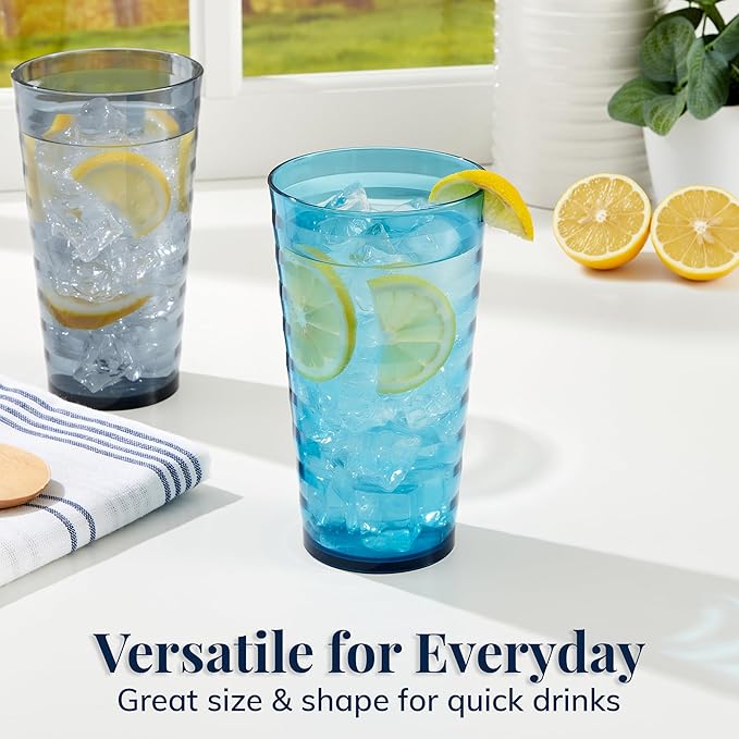 US Acrylic Splash 18 ounce Plastic Stackable Water Tumblers in 4 Coastal Colors - Image 5