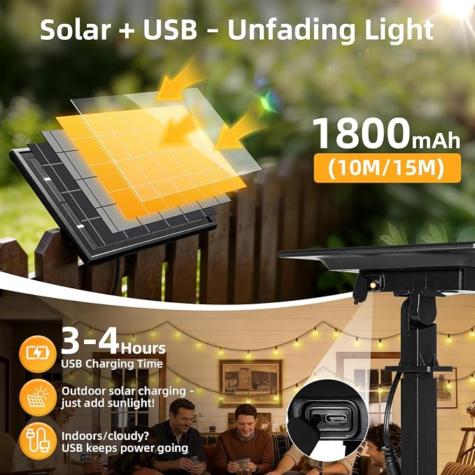 50FT Solar Lights Outdoor Waterproof: G40 15M Shatterproof Bulbs Patio Lights - Image 5