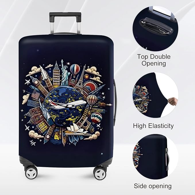 ANNA QUEEN Travel Globe Airplane Luggage Cover -Stretchable Airplane Suitcase - Image 2