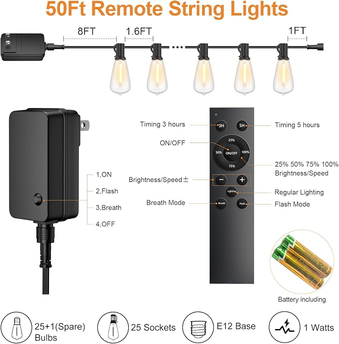 50FT Outdoor String Lights - Image 8