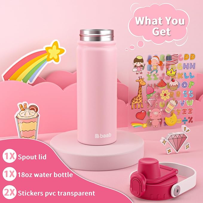 baab 18oz Kids Water Bottle, Insulated Kids Water Bottle - Image 9