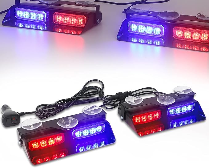 XRIDONSEN 2 in1 Dash Emergency Strobe Lights Interior Windshield Red Blue - Image 7