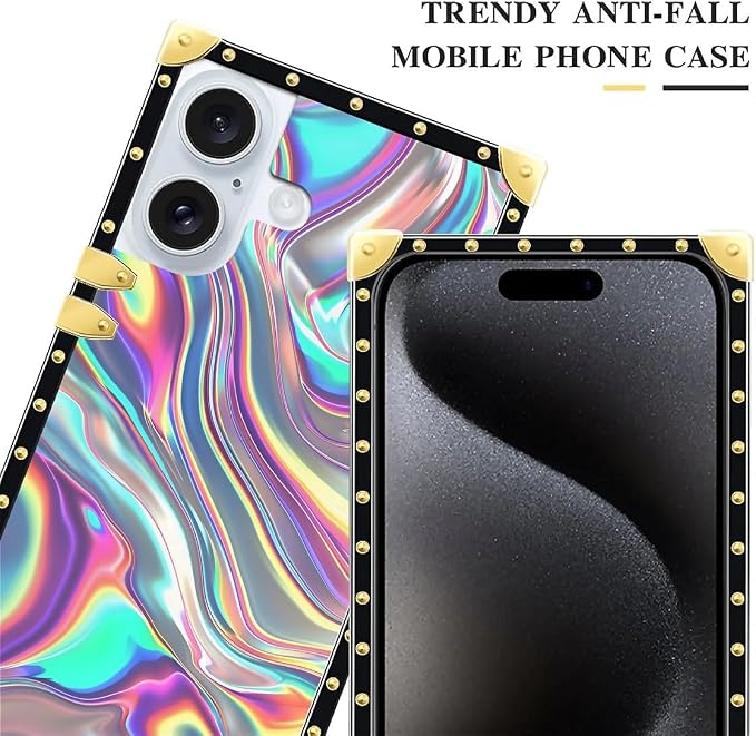 Compatible with iPhone 16 Plus Case, Holographic Abstract Iridescent Textures - Image 5