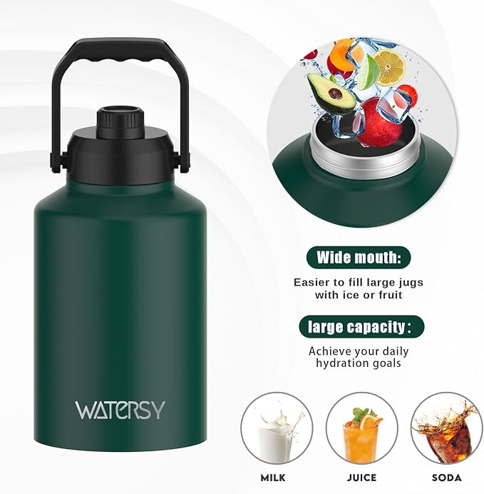 WATERSY 1 Gallon Water Bottle Insulated, BPA Free&Leak Proof, 128oz Stainless - Image 5