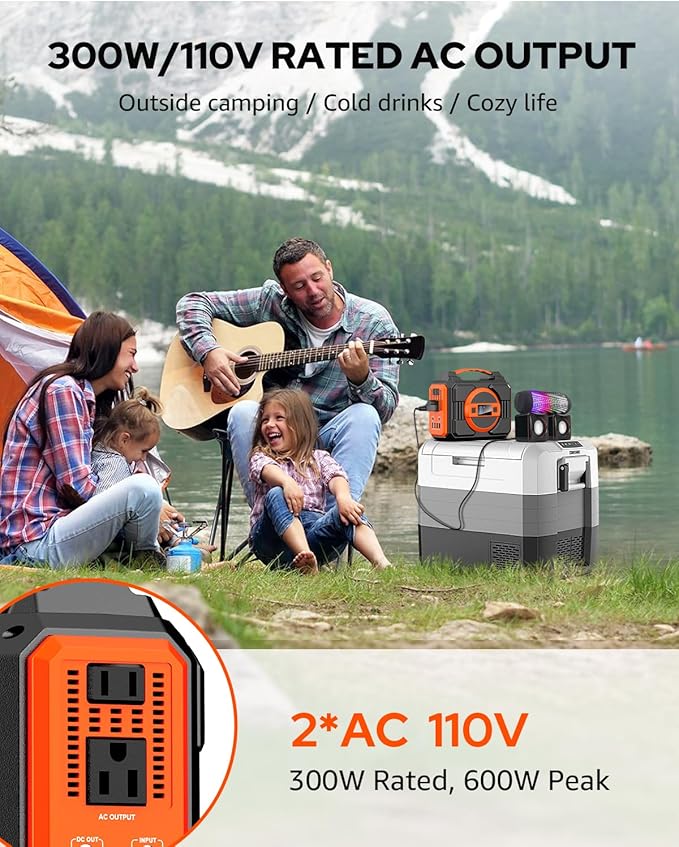 Portable Power Station 300W, Outdoor Solar Generator Backup Battery Pack - Image 2