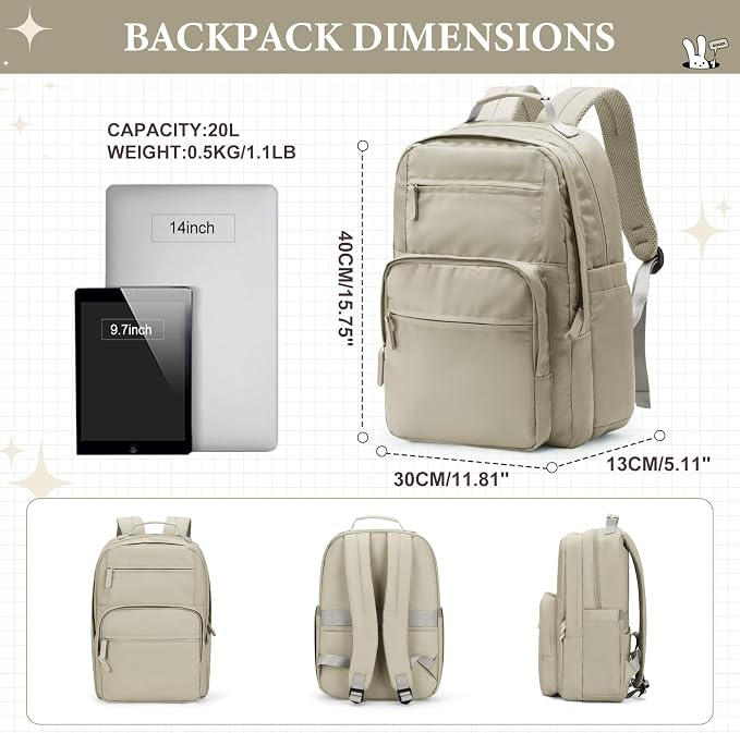 Khaki Backpack for Women Men - Image 3