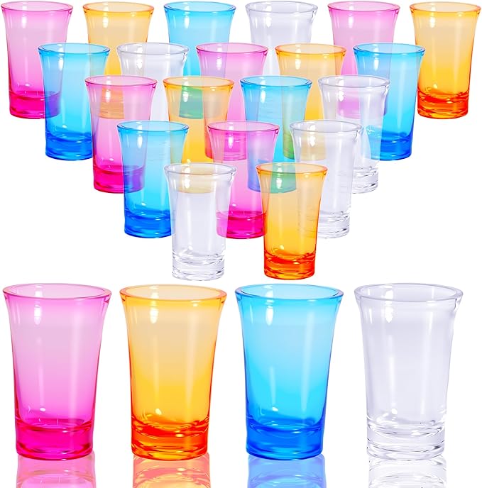 24 Pcs 1.2 oz Colorful Acrylic Shot Glasses Bulk Gradient Acrylic Shot Glass by Unknown