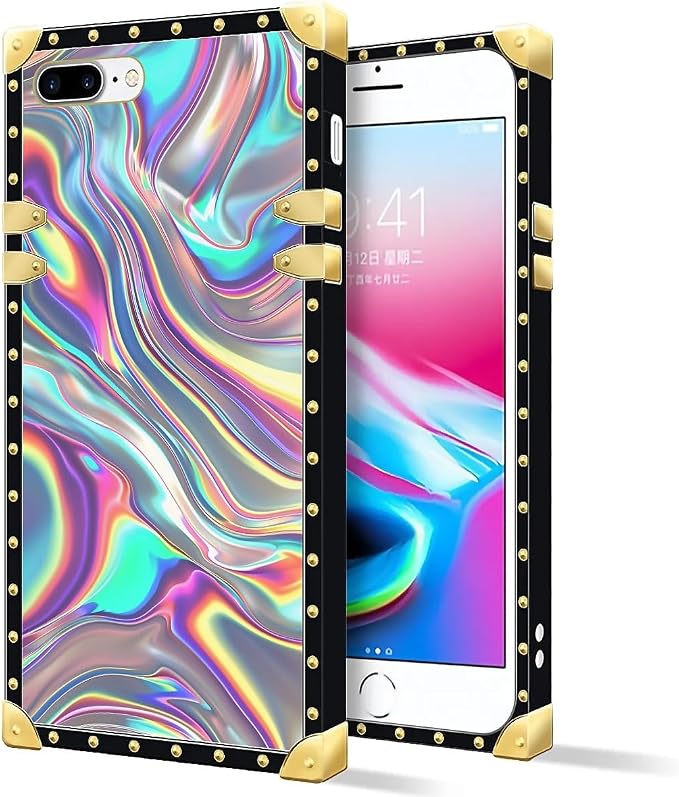 Compatible with iPhone 8 7 SE Case, Holographic Abstract Iridescent Textures by Unknown