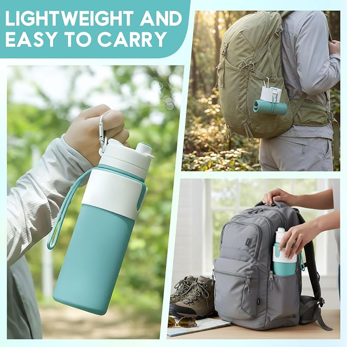 LemonRoad 4 Pcs 26 oz Silicone Collapsible Water Bottle, Portable Foldable - Image 4