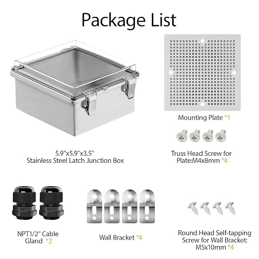 LeMotech Electrical Box, IP67 Waterproof Hinged Clear Cover Stainless Steel - Image 9