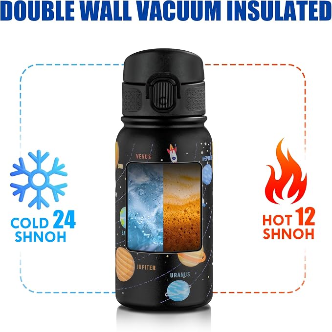 OLDLEY 12oz Kids Water Bottle, Stainless Steel Insulated Water Bottle - Image 6