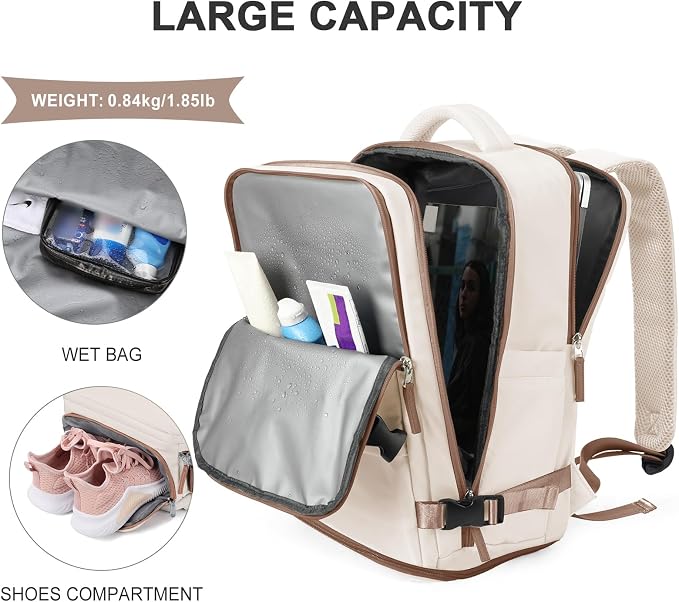 coowoz Large Travel Backpack For Women Men, Carry On Backpack Flight Approved - Image 5