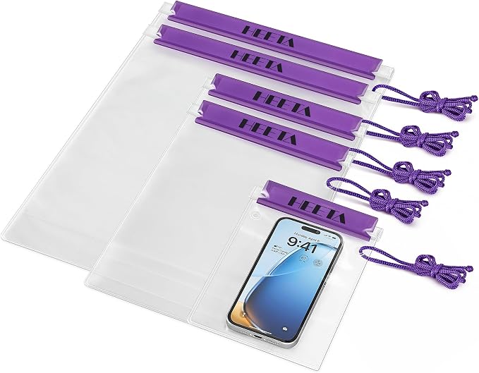 HEETA 5-Pack Clear Waterproof Dry Bag Pouch, Water Tight Cases Dry Bags by HEETA
