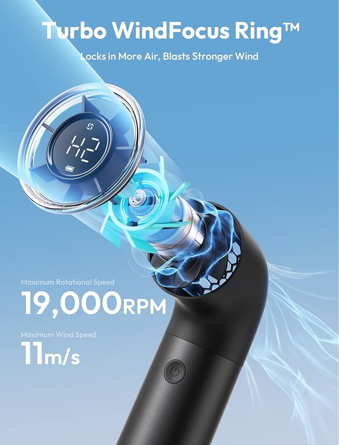 Aecooly Portable Handheld Fan, Powerful Turbo Mini Fan, 19000 RPM High Speed - Image 3
