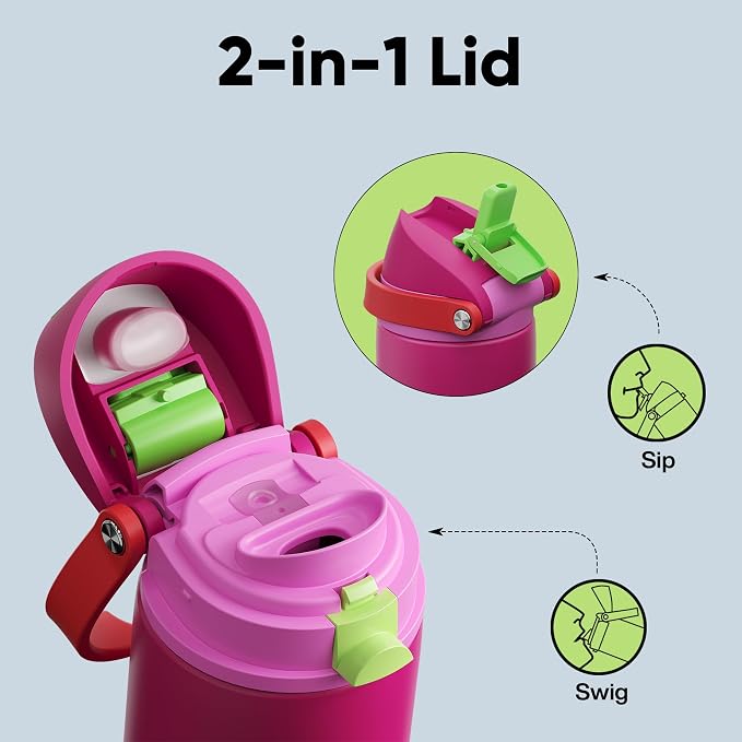 Insulated Water Bottle with Straw - Image 3