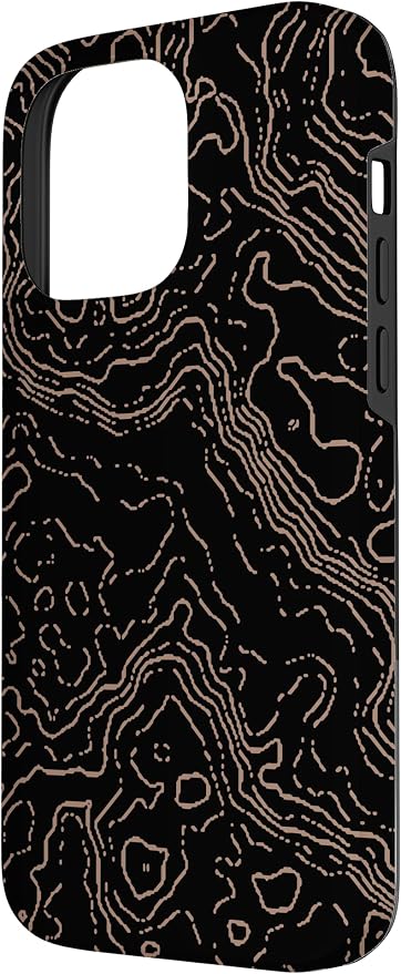 Topography Black & Brown Abstract Pattern Topographic Map Case - Image 2