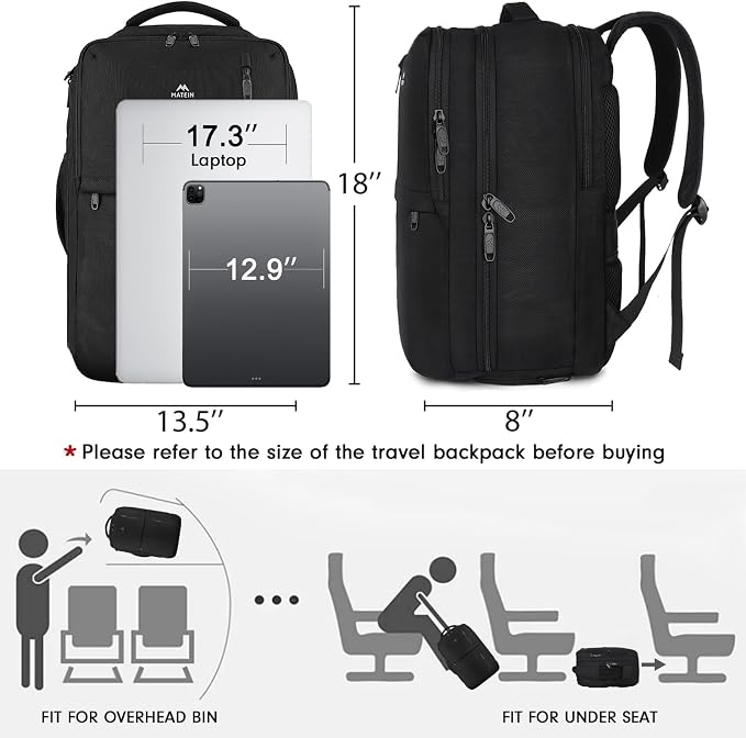 MATEIN Carry on Backpack, 40L Flight Approved Large Travel Laptop Backpack - Image 7