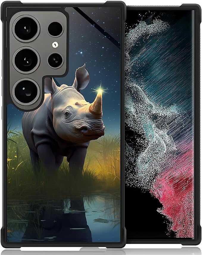 for Samsung Galaxy S24 Ultra Case, Rhino Water Marshes Pattern Graphic Design by FKBRCL4U