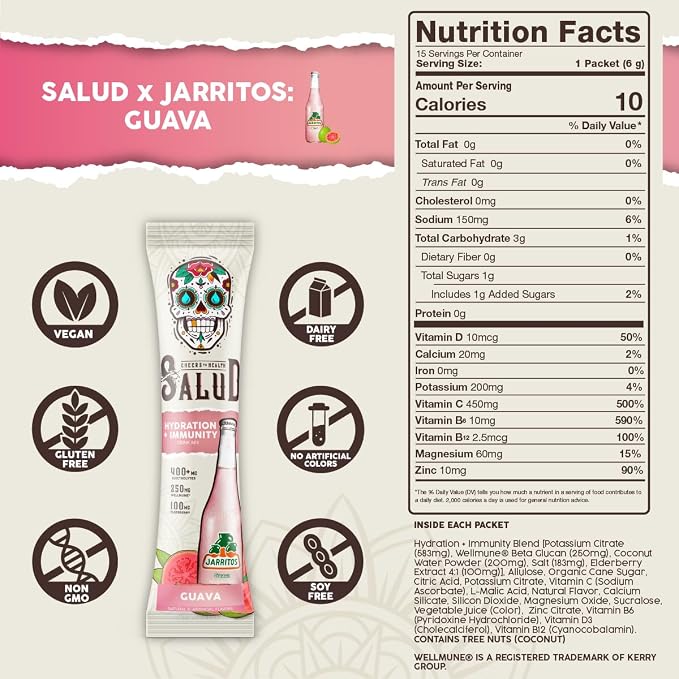 Salud x Jarritos 2-in-1 Hydration Packets + Immunity Electrolytes Powder - Image 3