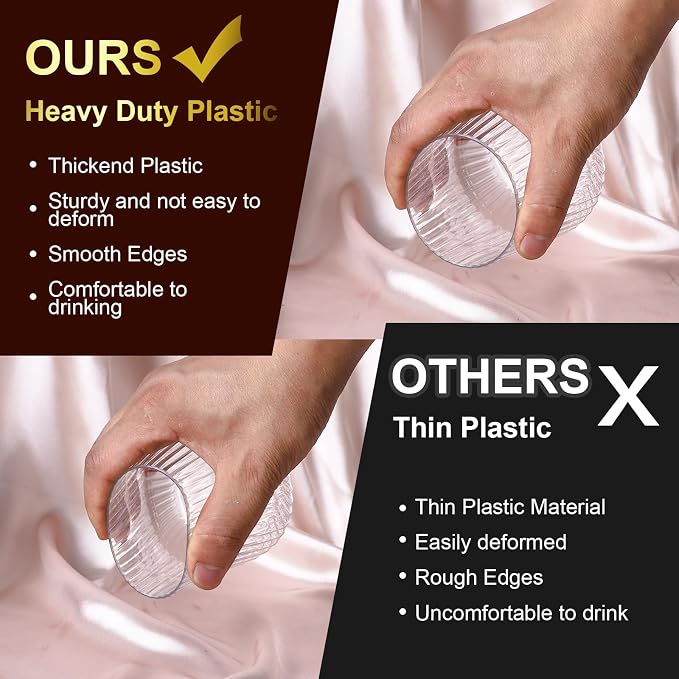 Lueumxc 20 Pack Plastic Ribbed Wine Glasses, 14Oz Origami Disposable Wine - Image 3