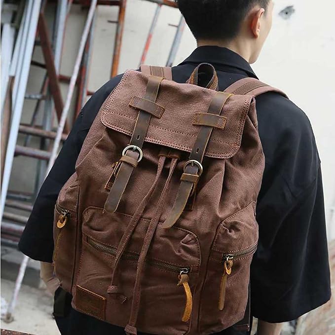 AUGUR High Capacity Canvas Vintage Backpack - Image 6
