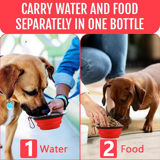 Dog Travel Water Bottle W/Collapsible Bowls - Image 4