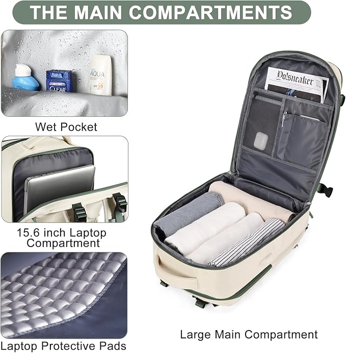 coofay Large Travel Backpack For Women Men Airline Approved Carry On Backpack - Image 5