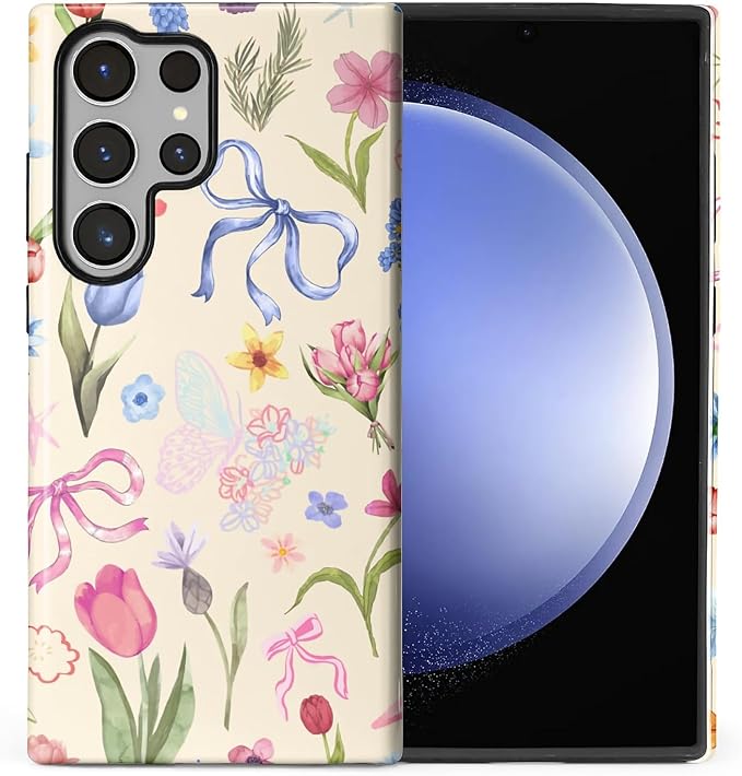 for Samsung Galaxy S24 Ultra Case, HL2 Aesthetic Flower Preppy Collage Hybrid 2 by Unknown