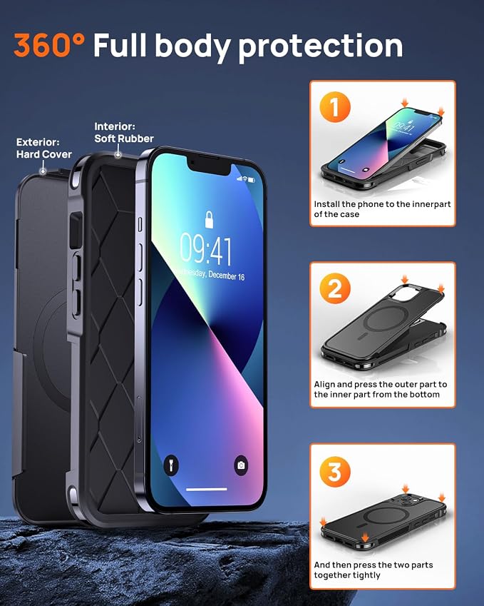 Lanhiem Magnetic for iPhone 13 Case, 2 Pack 10 FT Military Drop Protection - Image 5