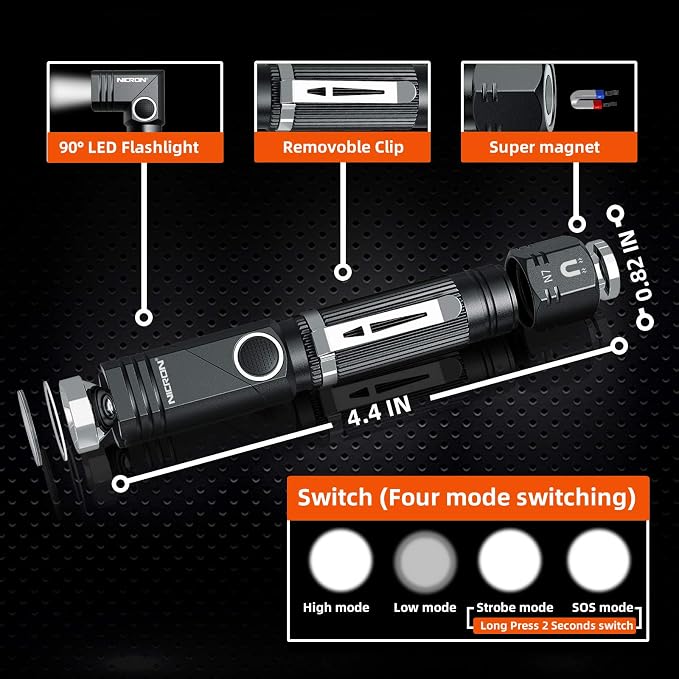 NICRON Flashlight, N7 600 Lumens Tactical Flashlight, 90 Degree Ip65 Waterproof - Image 3