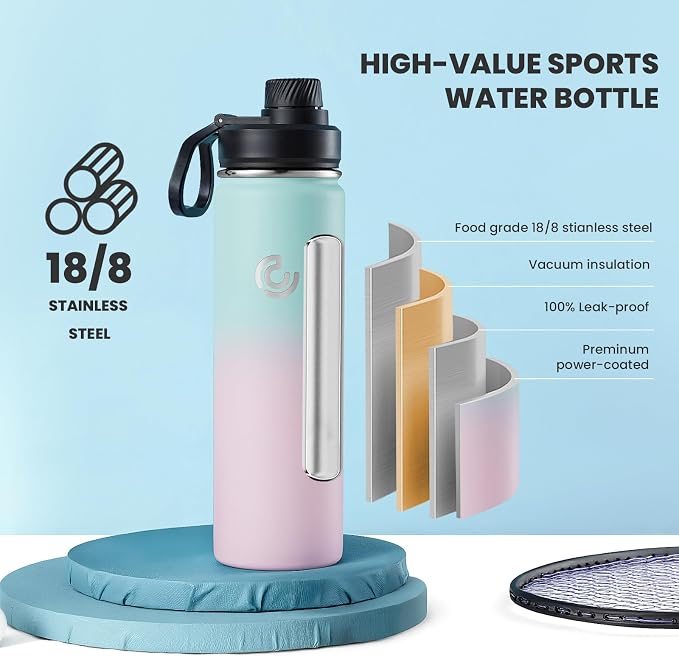 Sports Water Bottle 22oz, Insulated Water Bottle - Image 3