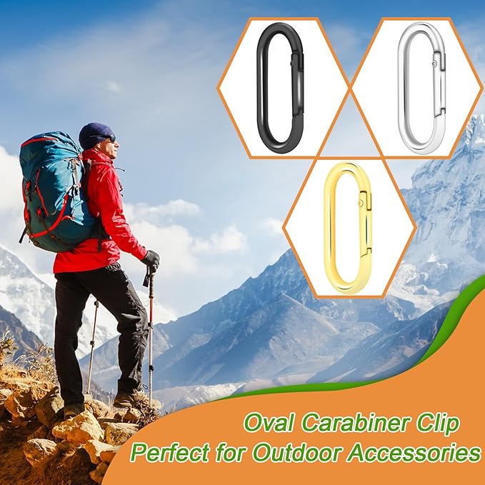 10Pack Oval Large Carabiner Clip, Metal Spring Carabiner Clips - Image 4