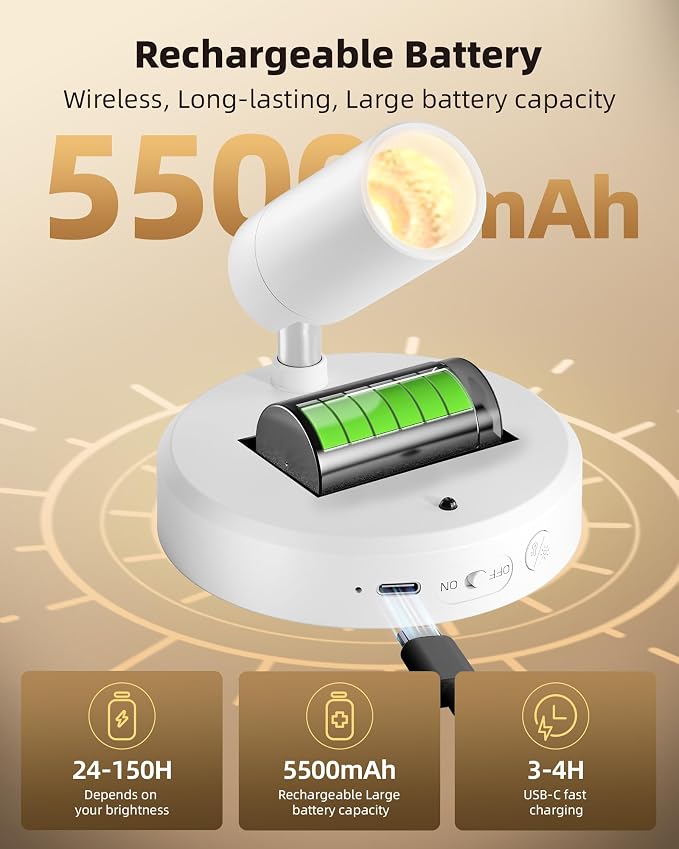 EZVALO Spot Lights Indoor, 5500mAh Rechargeable Plant Spotlights - Image 2