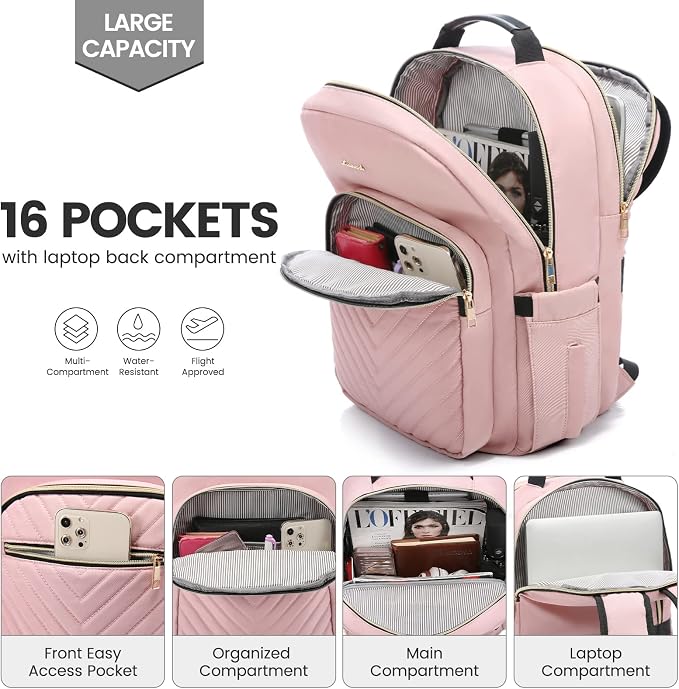 LOVEVOOK Laptop Backpack for Women 17.3 inch, Cute Womens Travel Backpack Purse - Image 2