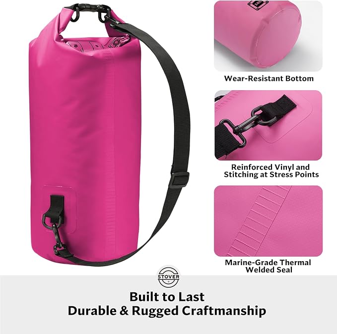STOVER 5/10/25/30/40/55L Waterproof Dry Bag- Roll-Top Backpack w/Phone Case- - Image 3