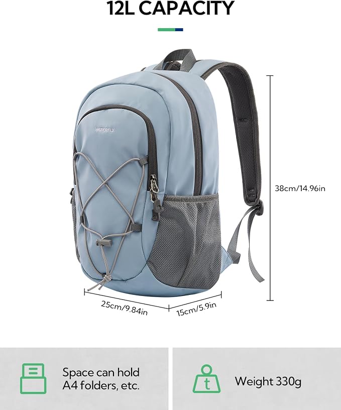 WATERFLY 12L Small Hiking Backpack: Day Pack Lightweight Travel Bag Camping - Image 2