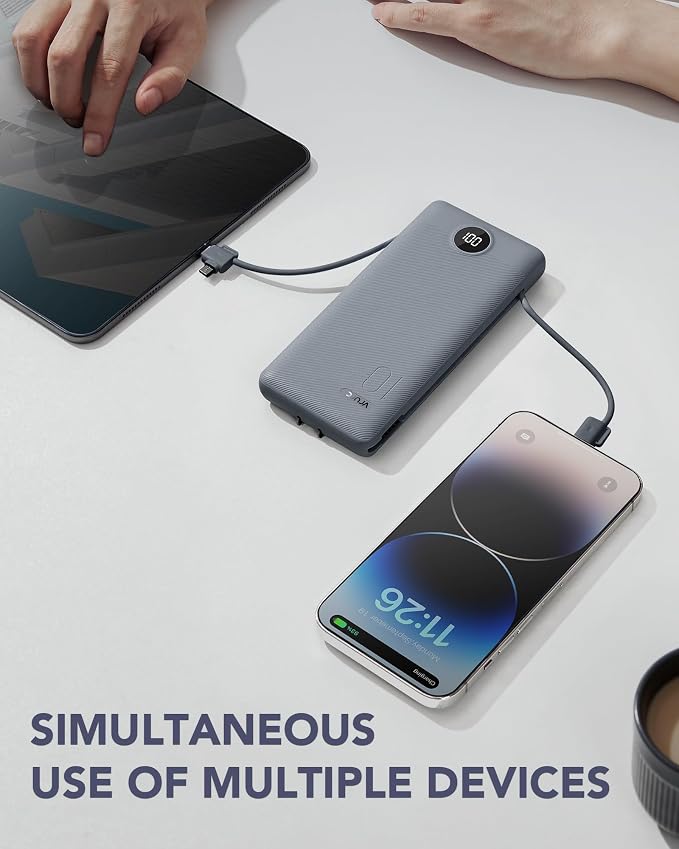 VRURC Portable Charger Built-in Cables and AC Wall Plug, USB C Power Bank - Image 6