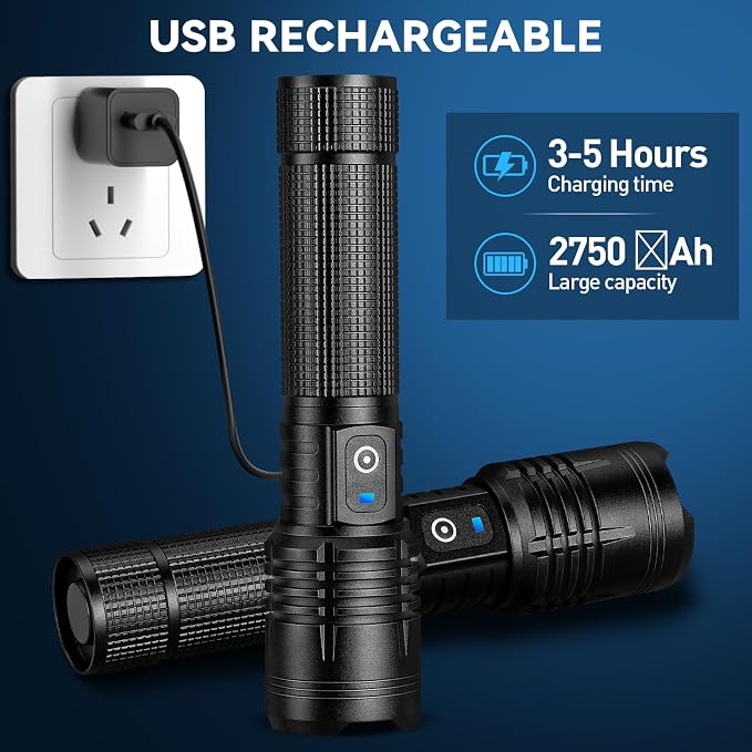 Kmivo Flashlight Rechargeable LED High Lumens, 000 Lumens Super Bright Flash - Image 3