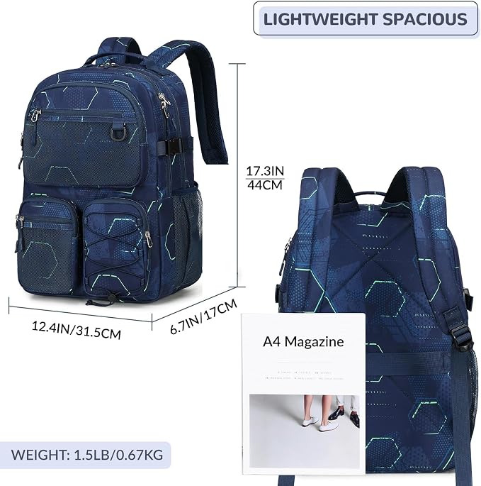 Lohol Multi-Pocket Backpack for School College Travel, Heavy Duty Big Bookbag - Image 3